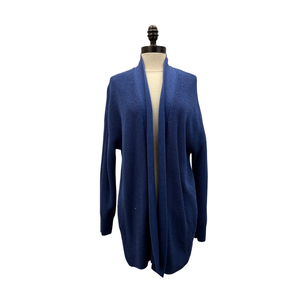 Lululemon Cardigan Sweater Women's M Blue Excellent Merino Wool Blend Open Front